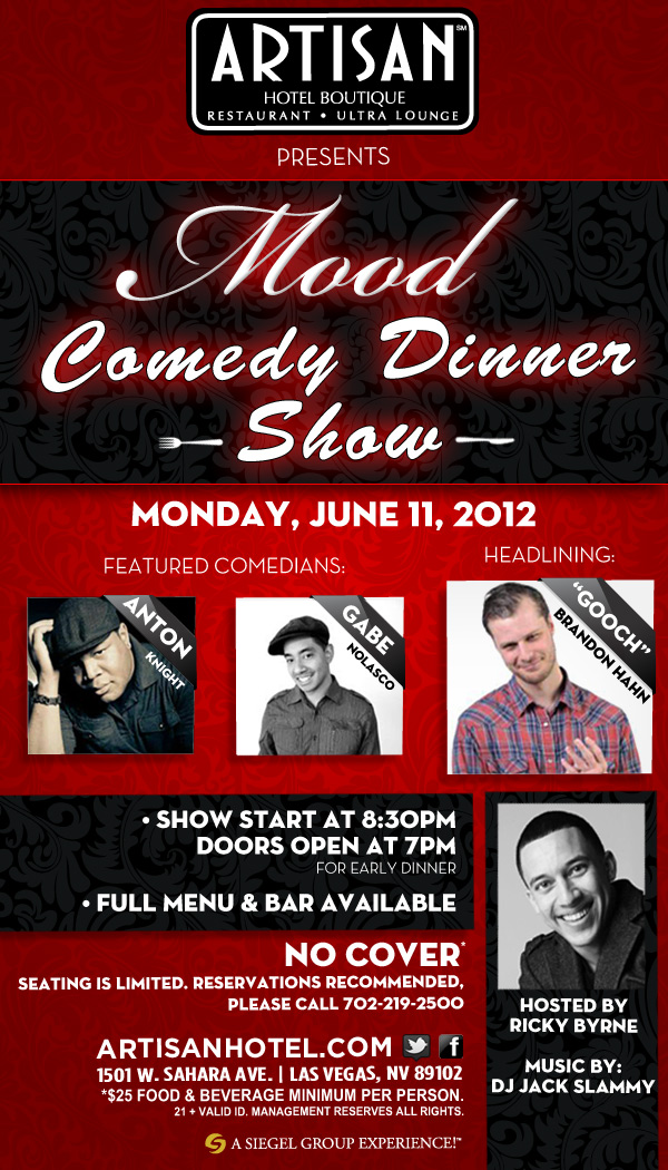 Artisan Mood Comedy Dinner Flyer final Mood Comedy Dinner Show